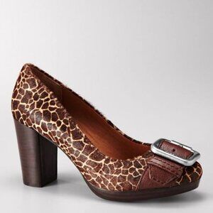 Fossil Maddox Pump Giraffe Pattern and Stacked Blocked Heel Size 9 90s
